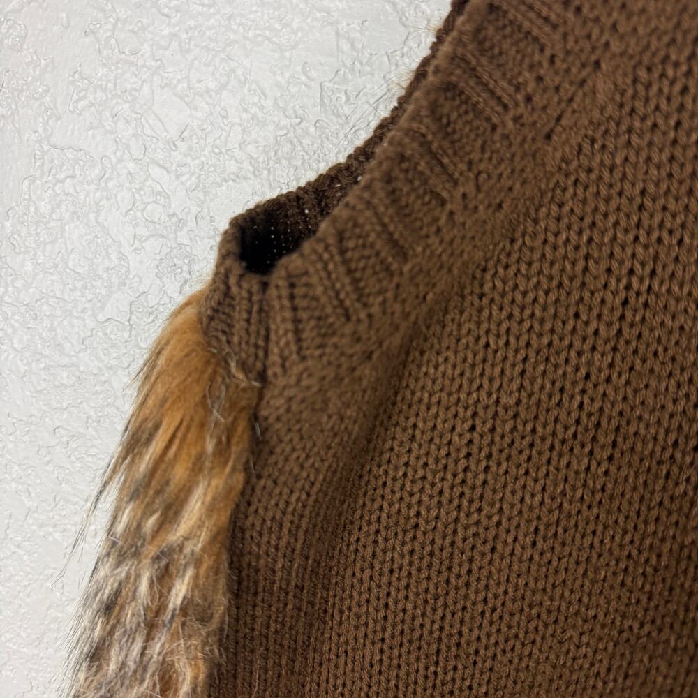 Bambicore Faux Fur Knit Vest L Whimsical Boho Festival Nature Forestcore Fuzzy - Picture 6 of 10